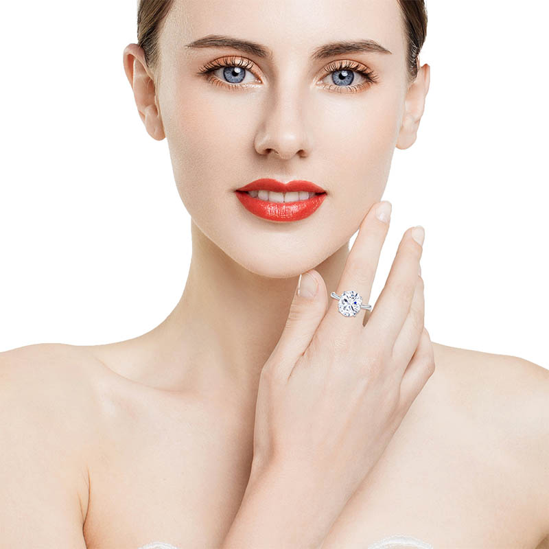 5 CT Oval Cut Cubic Zirconia Solitaire Engagement Ring for Women
