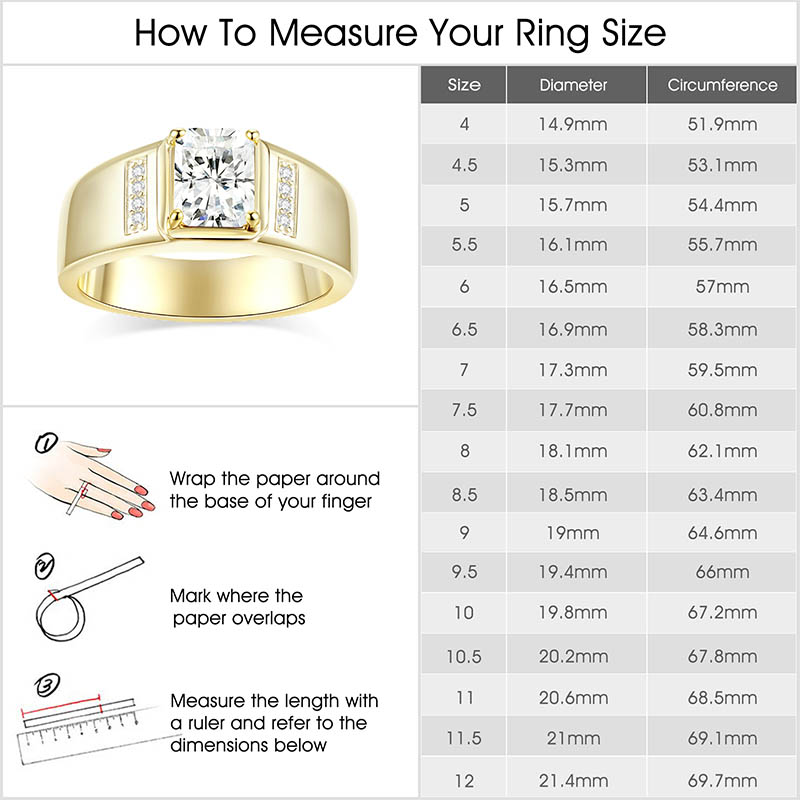 2CT Radiant Cut Moissanite Engagement Ring D Color VVS1 Clarity Solitaire Moissanite Wedding Band S925 Sterling Silver 9K Gold