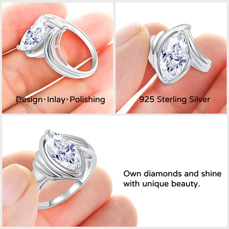 2.5 CT Marquise Cut Cubic Zirconia Solitaire Engagement Ring for Women
