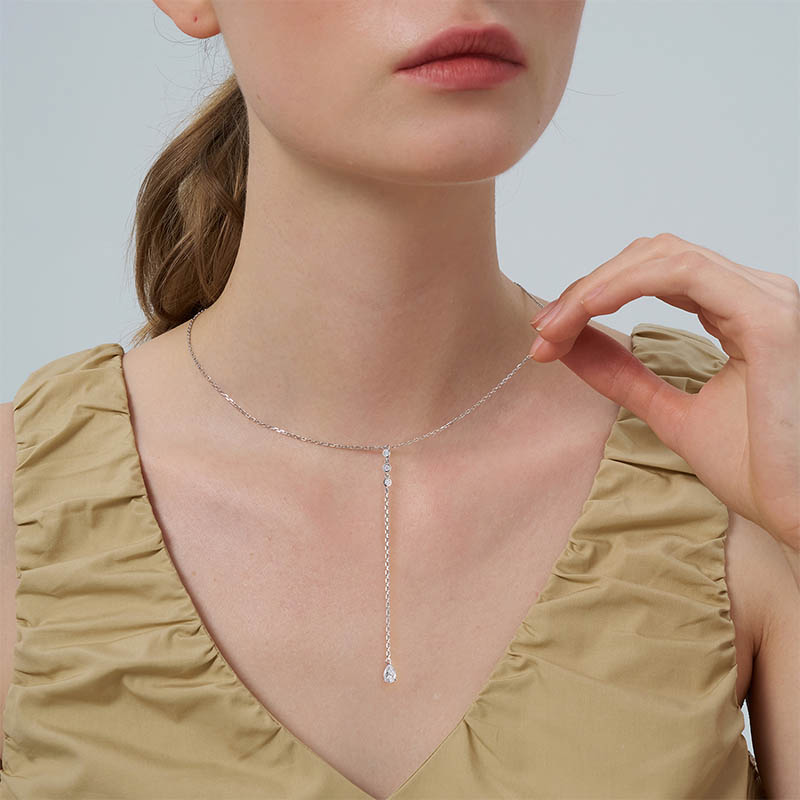 Moissanite Pendant Necklace for Women D Color VVS1 Clarity S925 Sterling Silver Plated 18K White Gold Valentine's Day Jewelry