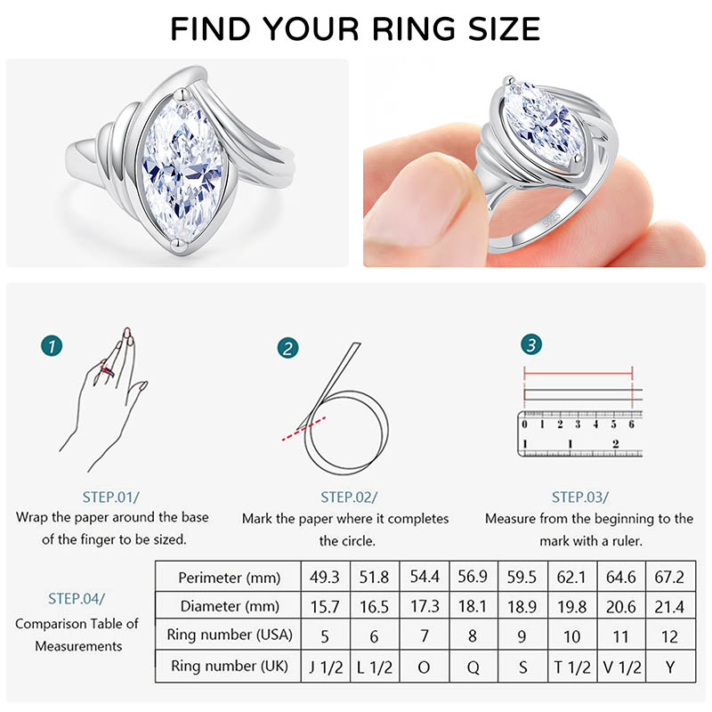 2.5 CT Marquise Cut Cubic Zirconia Solitaire Engagement Ring for Women
