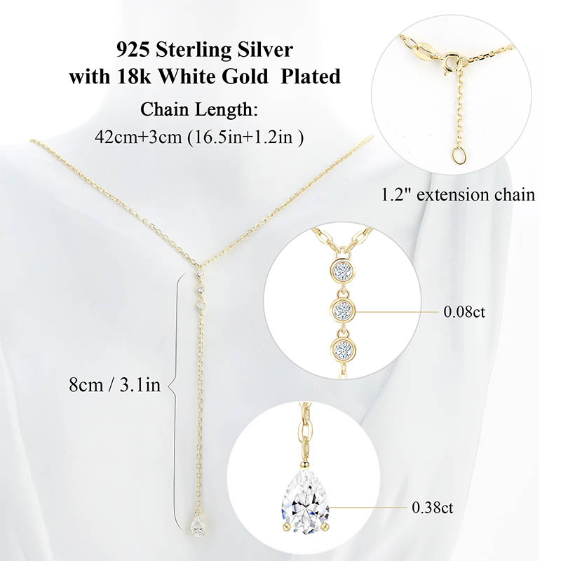 Moissanite Pendant Necklace for Women D Color VVS1 Clarity S925 Sterling Silver Plated 18K White Gold Valentine's Day Jewelry