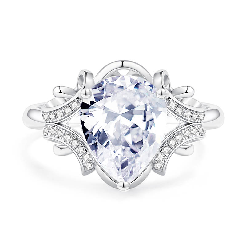 4.5 CT Pear Cut Cubic Zirconia Teardrop Engagement Ring