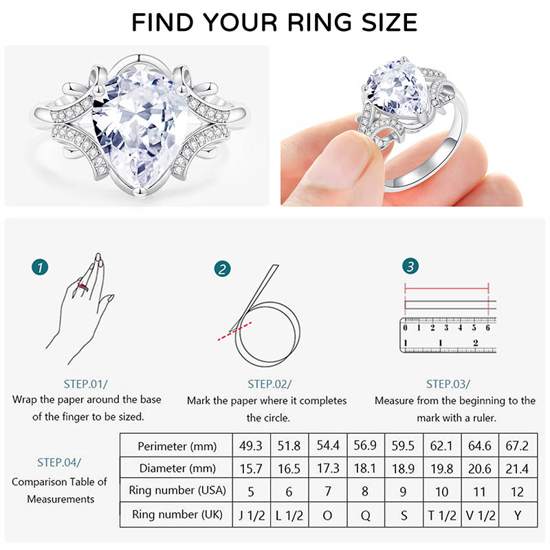 4.5 CT Pear Cut Cubic Zirconia Teardrop Engagement Ring