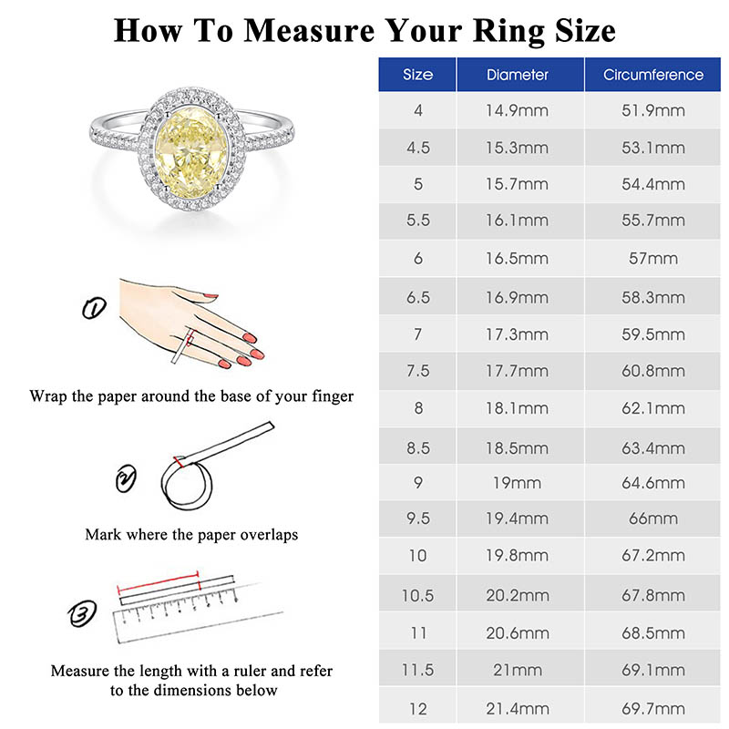 2.35 CT Yellow Moissanite Halo Ring Oval Cut Moissanite Engagement Rings for Women, 925 Sterling Silver 18K White Gold plated