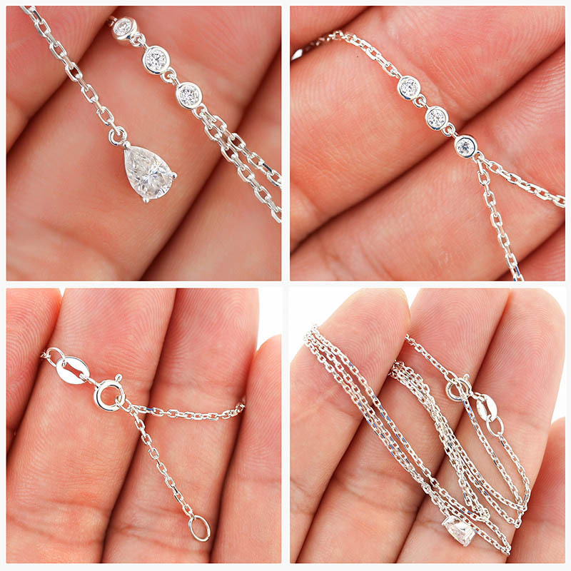 Moissanite Pendant Necklace for Women D Color VVS1 Clarity S925 Sterling Silver Plated 18K White Gold Valentine's Day Jewelry