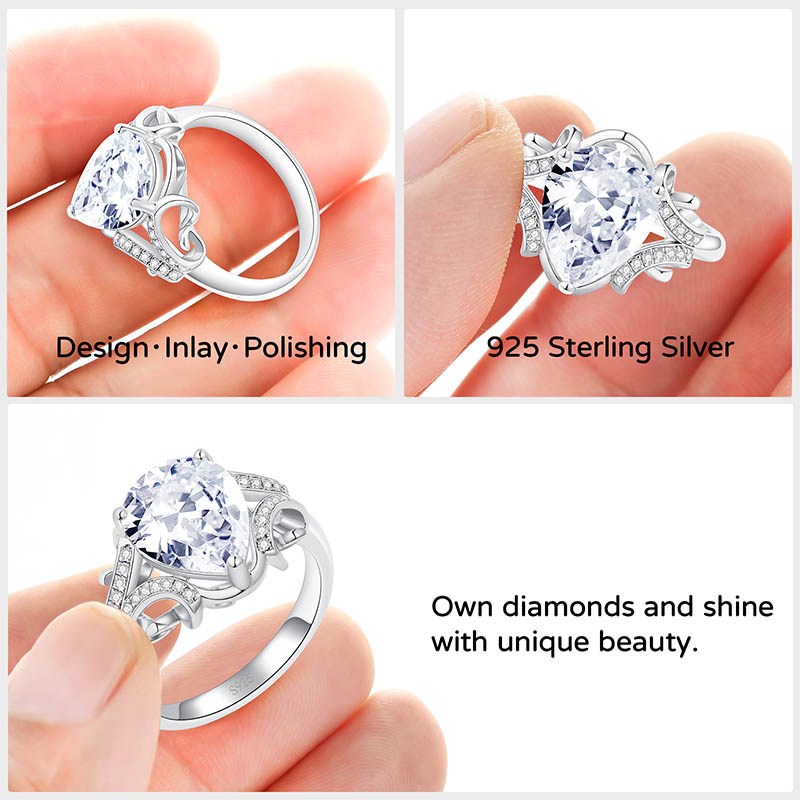 4.5 CT Pear Cut Cubic Zirconia Teardrop Engagement Ring