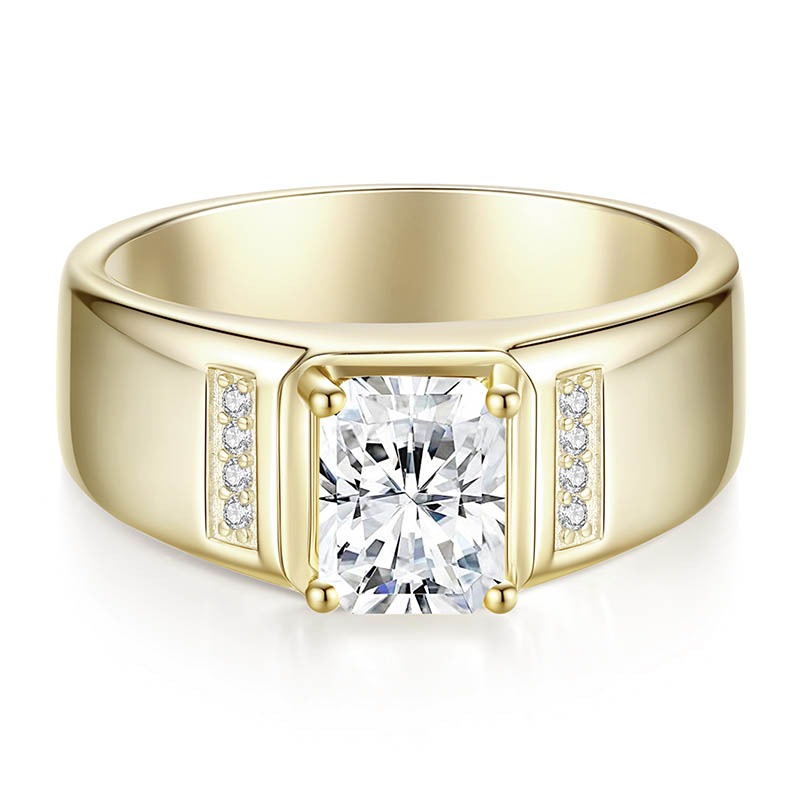 2CT Radiant Cut Moissanite Engagement Ring D Color VVS1 Clarity Solitaire Moissanite Wedding Band S925 Sterling Silver 9K Gold
