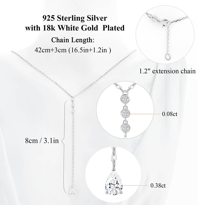 Moissanite Pendant Necklace for Women D Color VVS1 Clarity S925 Sterling Silver Plated 18K White Gold Valentine's Day Jewelry