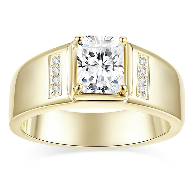 2CT Radiant Cut Moissanite Engagement Ring D Color VVS1 Clarity Solitaire Moissanite Wedding Band S925 Sterling Silver 9K Gold