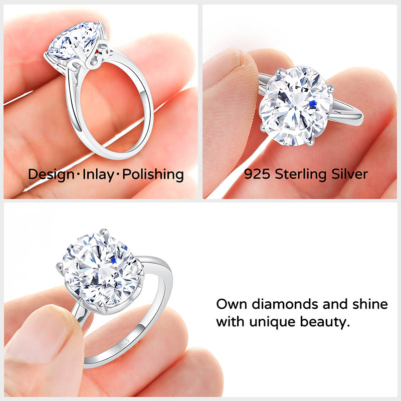 5 CT Oval Cut Cubic Zirconia Solitaire Engagement Ring for Women