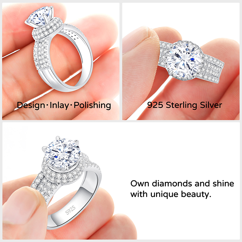 4.2 CT Round Cut Cubic Zirconia Halo Engagement Ring