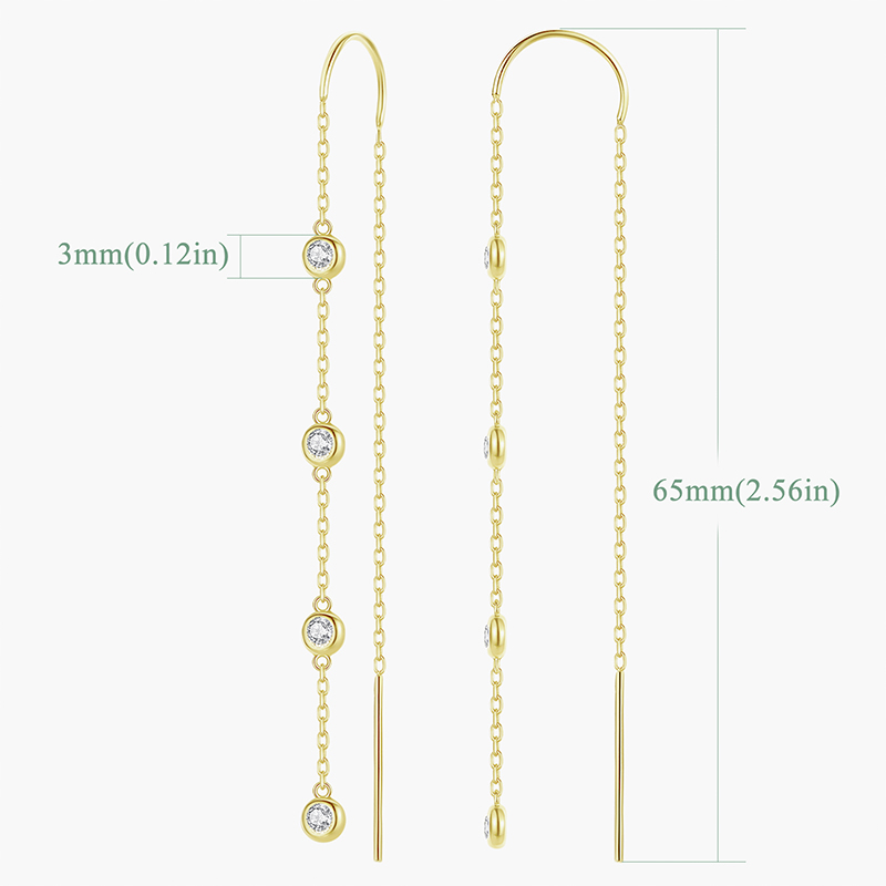 Moissanite Dangle Earrings for Women D Color VVS1 Clarity S925 Sterling Silver with 9K Gold Plated Hypoallergenic Earrings Ideal Gift for Her (0.035, carats)