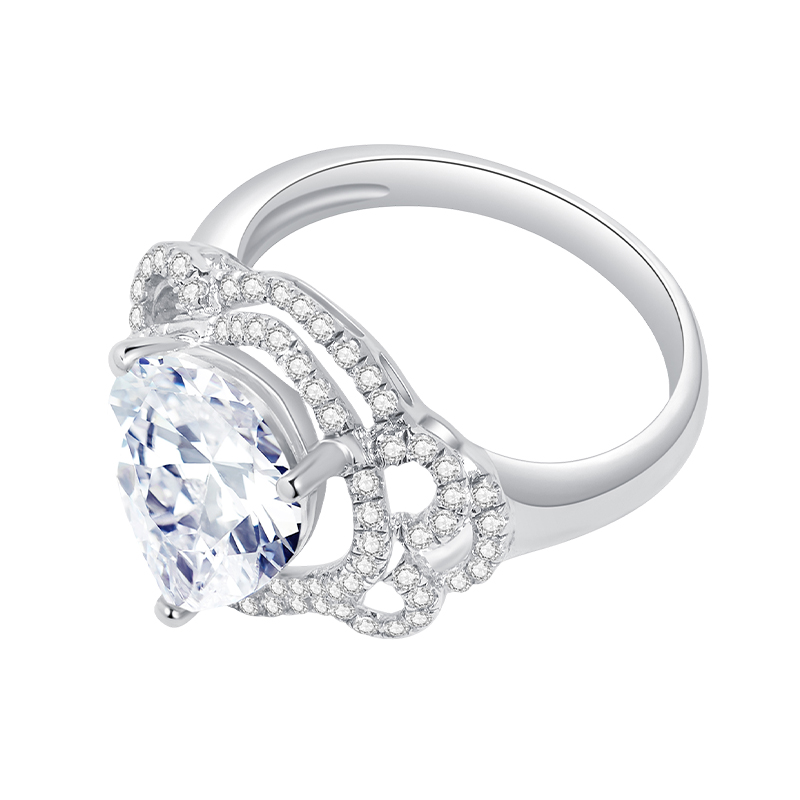 4.5 CT Pear Cut Cubic Zirconia Halo Engagement Ring