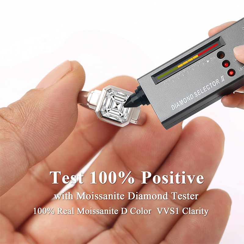 2.5CT Moissanite Solitaire Engagement Ring for Men and Women, Unisex Wedding Ring, 925 Sterling Silver, 18K White Gold Plated