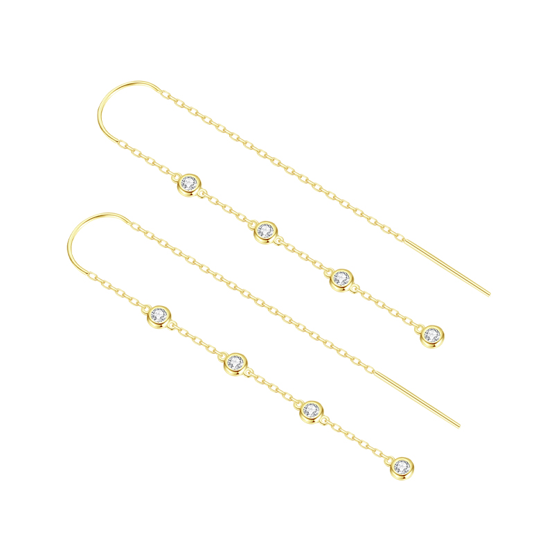 Moissanite Dangle Earrings for Women D Color VVS1 Clarity S925 Sterling Silver with 9K Gold Plated Hypoallergenic Earrings Ideal Gift for Her (0.035, carats)