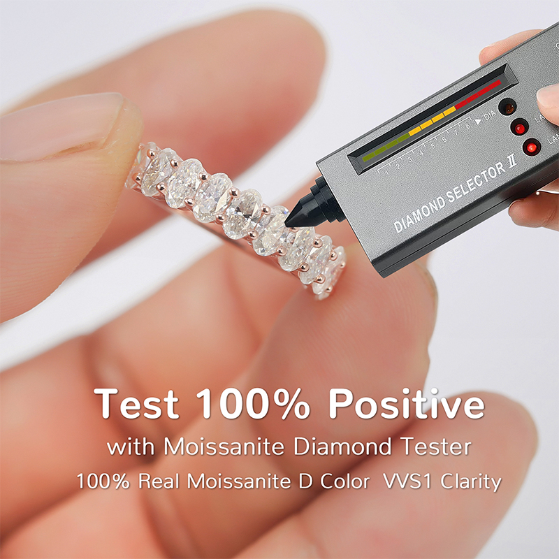 3.3CT Moissanite Wedding Band for Women Oval Cut D Color VVS1 Clarity Half Eternity Ring S925 Sterling Silver 18K Rose Gold