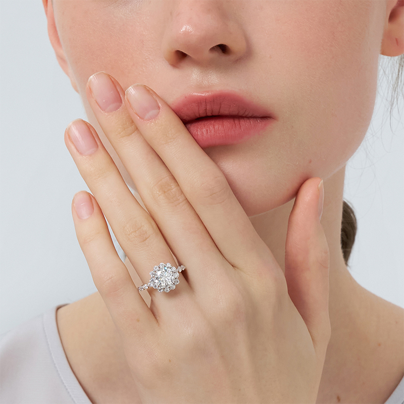 3CT Moissanite Engagement Ring D Color VVS1 round Brilliant Cut Lab Created Diamond Wedding Band S925 Sterling Silver 18K Whit