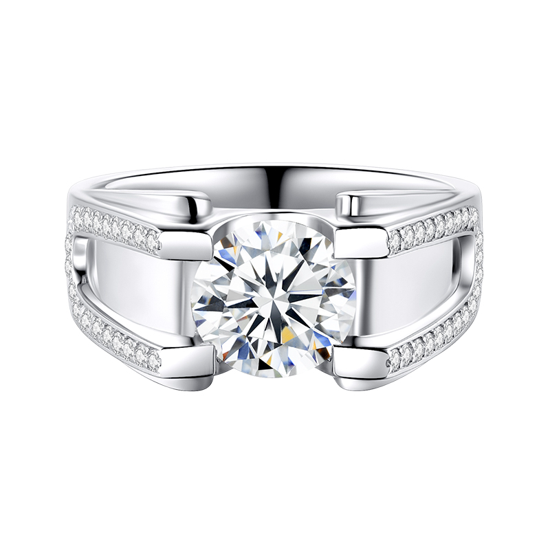 1.5CT Moissanite Engagement Ring S925 Sterling Silver with 18K White Gold Plated D Color VVS1 Clarity Round Cut Vintage Wedding