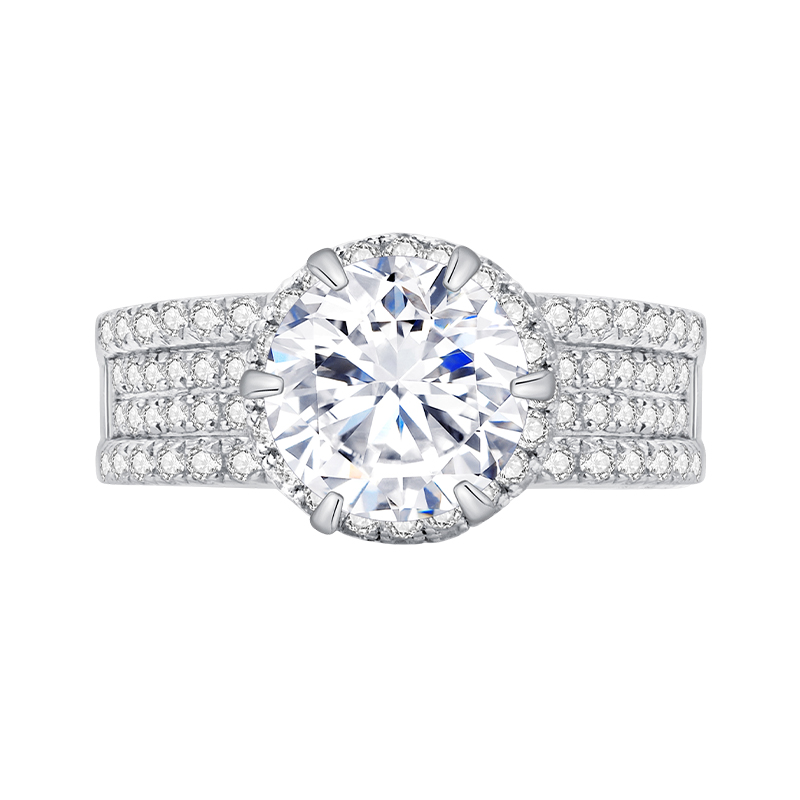 4.2 CT Round Cut Cubic Zirconia Halo Engagement Ring