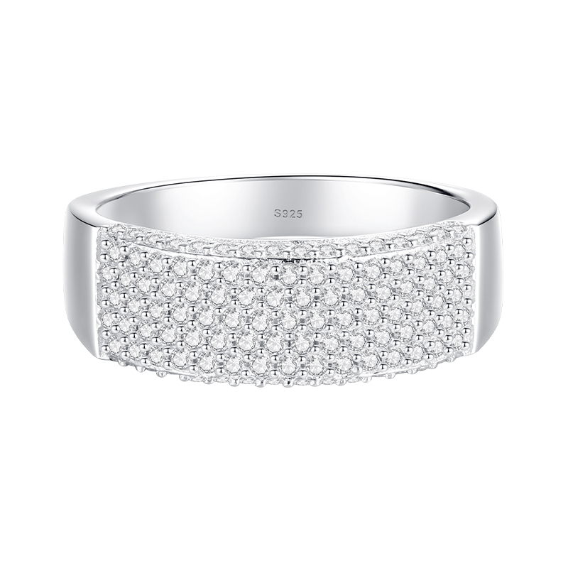 Moissanite Wedding Band for Women Men, D Color VVS1 Round Cut 925 Sterling Silver Promise Engagement Rings Unisex Jewelry