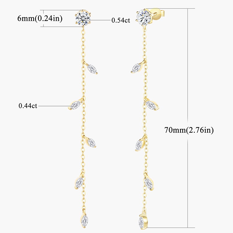 1.6CT Moissanite Dangle Drop Earrings for Women Round Cut D Color VVS1 Clarity Earrings S925 Sterling Silver with 18K White Gold Plated Hypoallergenic Earrings Ideal Gift for Her (1.6, carats)