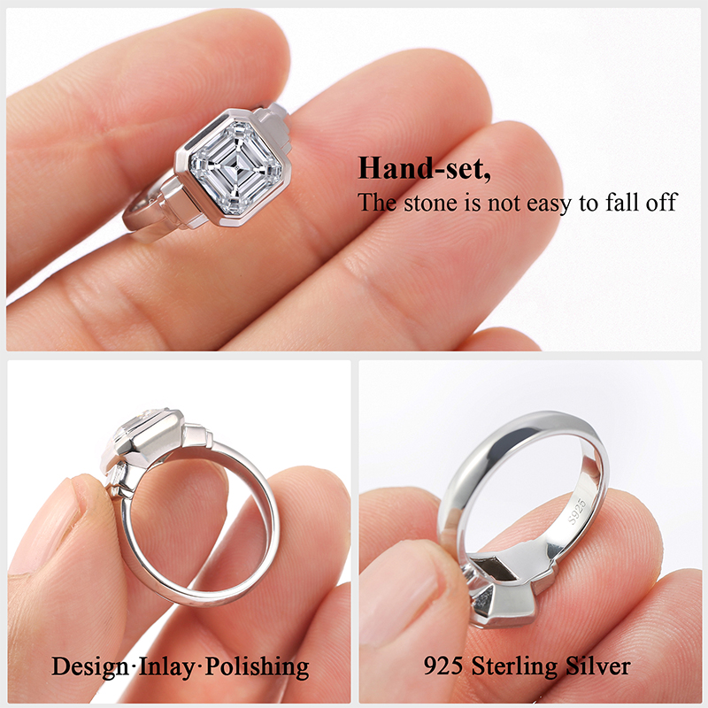 2.5CT Moissanite Solitaire Engagement Ring for Men and Women, Unisex Wedding Ring, 925 Sterling Silver, 18K White Gold Plated