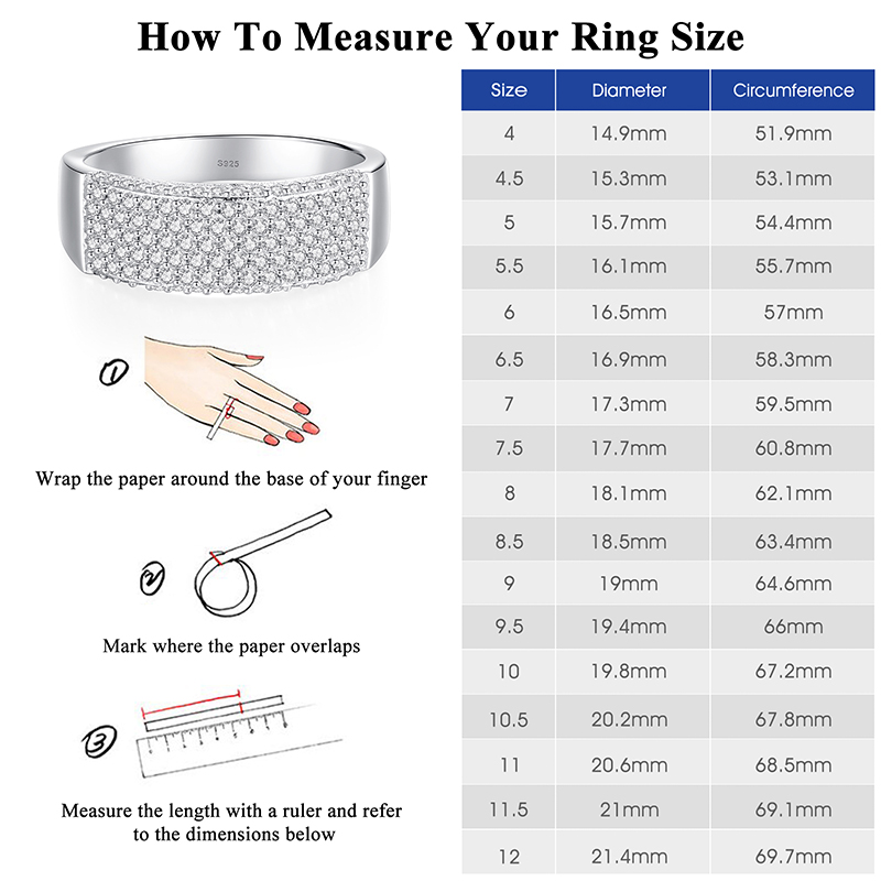 Moissanite Wedding Band for Women Men, D Color VVS1 Round Cut 925 Sterling Silver Promise Engagement Rings Unisex Jewelry