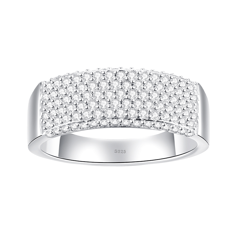 Moissanite Wedding Band for Women Men, D Color VVS1 Round Cut 925 Sterling Silver Promise Engagement Rings Unisex Jewelry