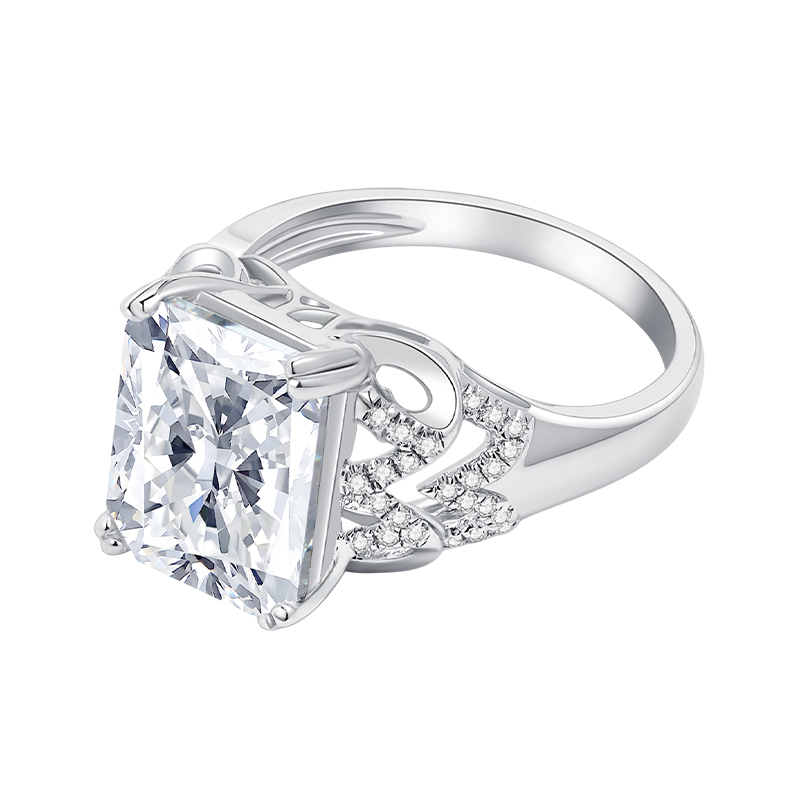 6.5 CT Emerald Cut Cubic Zirconia Engagement Ring
