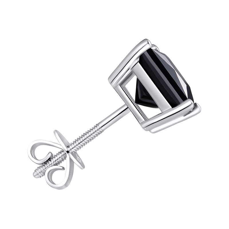 4CT Moissanite Black Stud Earrings, Princess Cut 7mm D Color VVS1 Clarity Screw Back Earrings S925 Sterling Silver with 18K White Gold Plated Hypoallergenic Square Earrings for Him/Her
