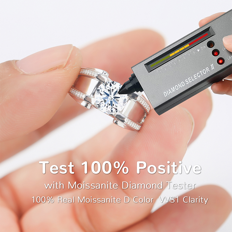 1.5CT Moissanite Engagement Ring S925 Sterling Silver with 18K White Gold Plated D Color VVS1 Clarity Round Cut Vintage Wedding