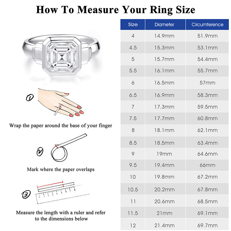 2.5CT Moissanite Solitaire Engagement Ring for Men and Women, Unisex Wedding Ring, 925 Sterling Silver, 18K White Gold Plated