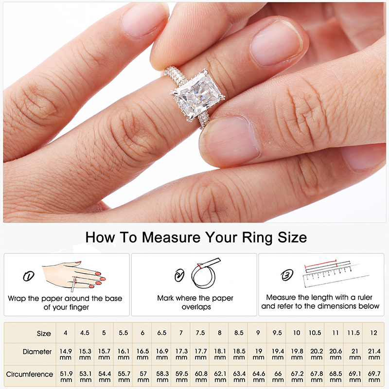 Moissanite Engagement Ring for Women VVS1 Clarity Asscher Cut Lab Created Diamond Wedding Band S925 Sterling Silver with 9K Gold