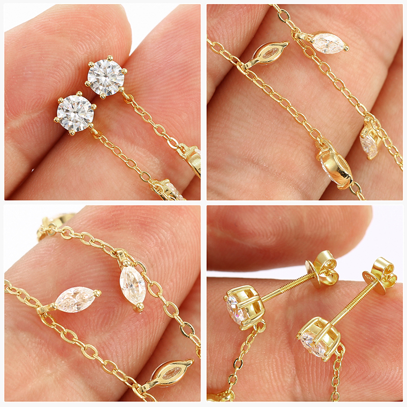 1.6CT Moissanite Dangle Drop Earrings for Women Round Cut D Color VVS1 Clarity Earrings S925 Sterling Silver with 18K White Gold Plated Hypoallergenic Earrings Ideal Gift for Her (1.6, carats)