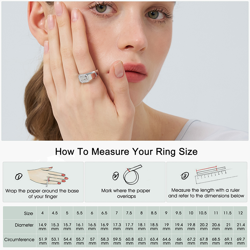 Moissanite Ring for Men, 1.2CT D Color VVS1 Clarity Emerald Cut Vintage Engagement Ring S925 Sterling Silver with 18K White Go