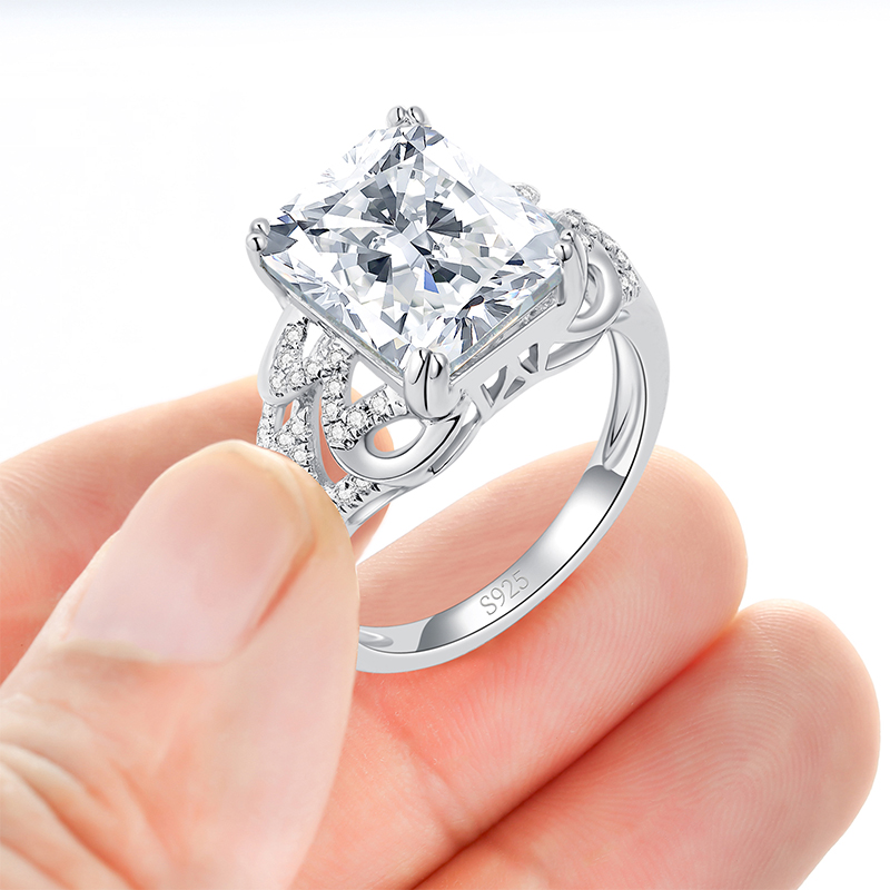 6.5 CT Emerald Cut Cubic Zirconia Engagement Ring