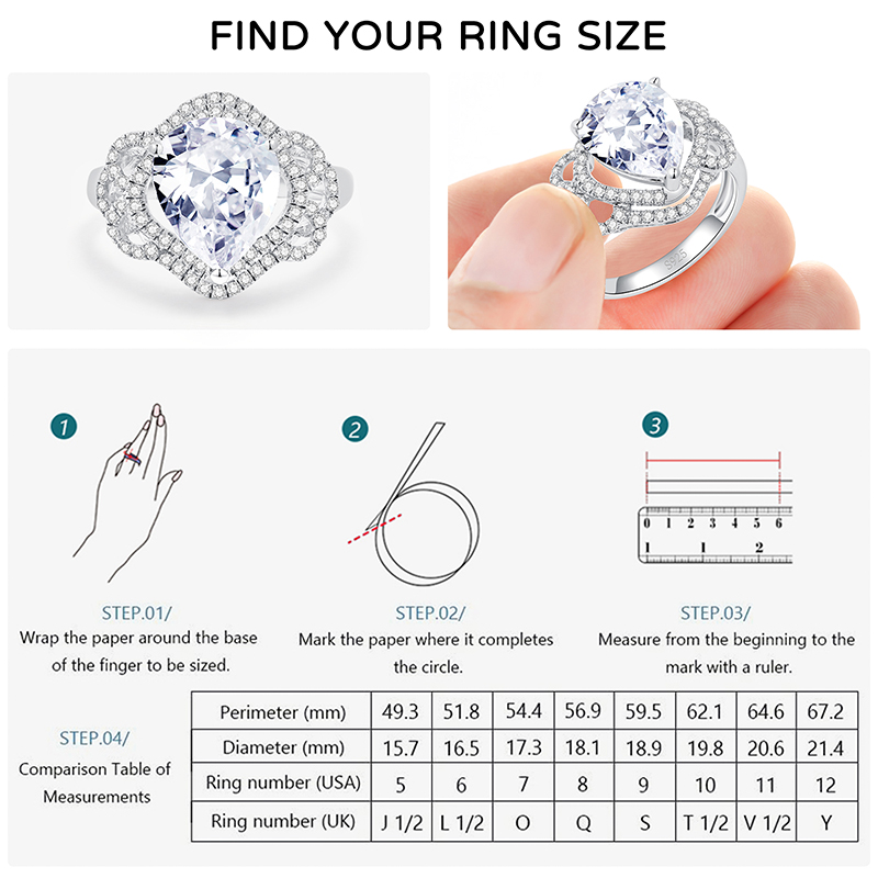 4.5 CT Pear Cut Cubic Zirconia Halo Engagement Ring