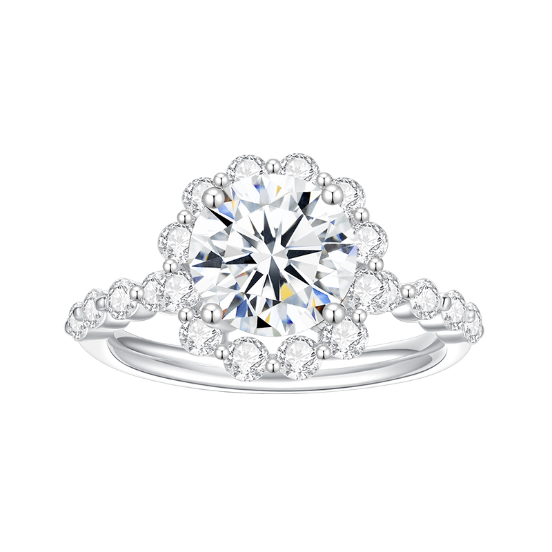 3CT Moissanite Engagement Ring D Color VVS1 round Brilliant Cut Lab Created Diamond Wedding Band S925 Sterling Silver 18K Whit