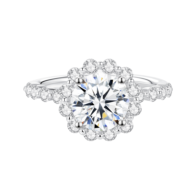 3CT Moissanite Engagement Ring D Color VVS1 round Brilliant Cut Lab Created Diamond Wedding Band S925 Sterling Silver 18K Whit