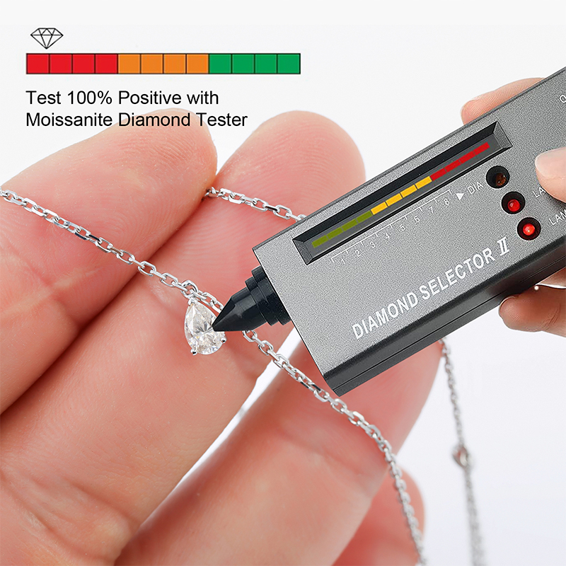 Moissanite Lariat Choker Necklace for Women 925 Sterling Silver 18K White Gold Plated Hypoallergenic Double Layer Pendant