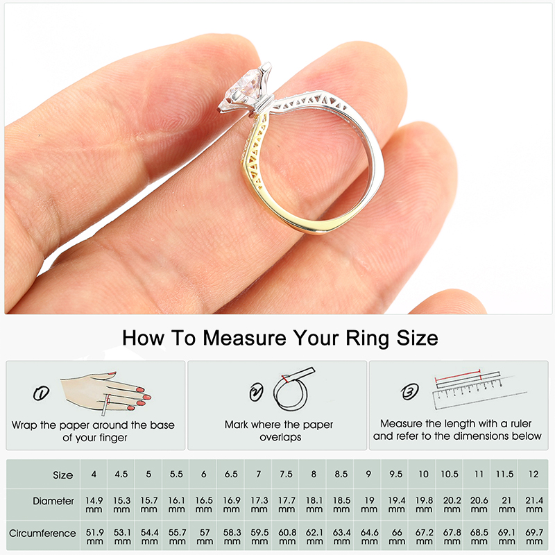 1.5 Carat Moissanite Engagement Rings for Women, Round Cut Solitaire 925 Sterling Silver with 9K Gold Plated Ring