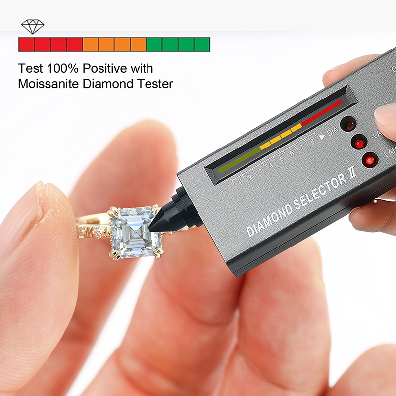 Moissanite Engagement Ring for Women VVS1 Clarity Asscher Cut Lab Created Diamond Wedding Band S925 Sterling Silver with 9K Gold