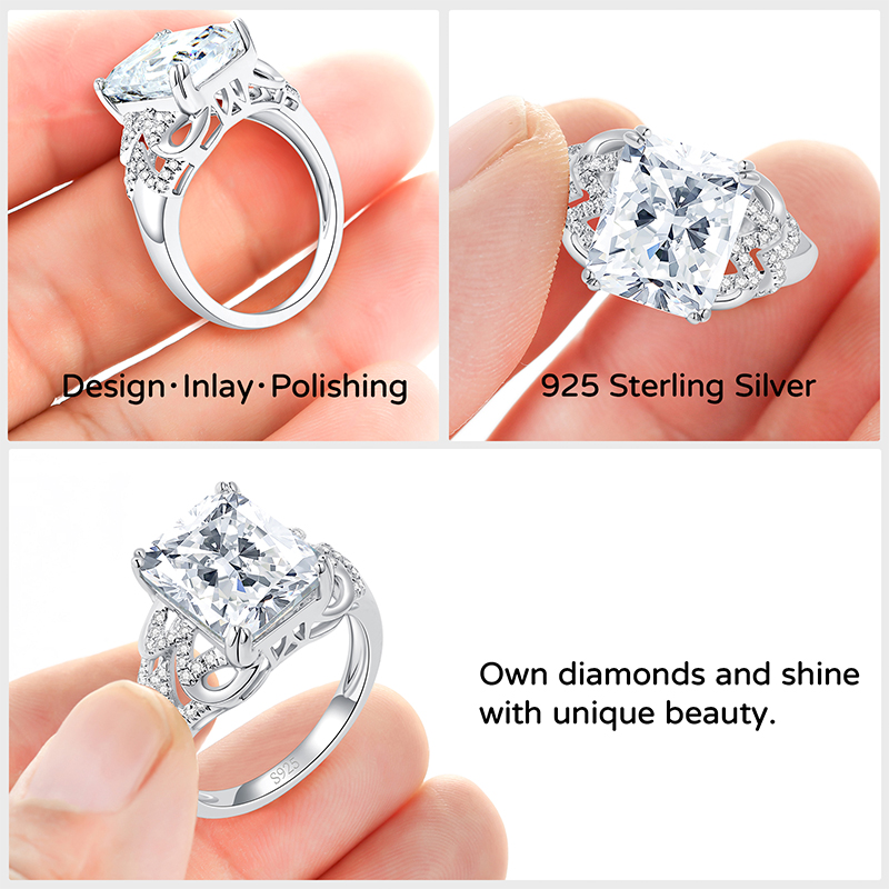 6.5 CT Emerald Cut Cubic Zirconia Engagement Ring