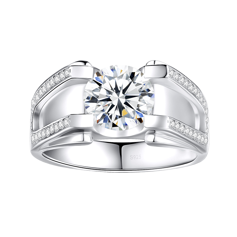 1.5CT Moissanite Engagement Ring S925 Sterling Silver with 18K White Gold Plated D Color VVS1 Clarity Round Cut Vintage Wedding